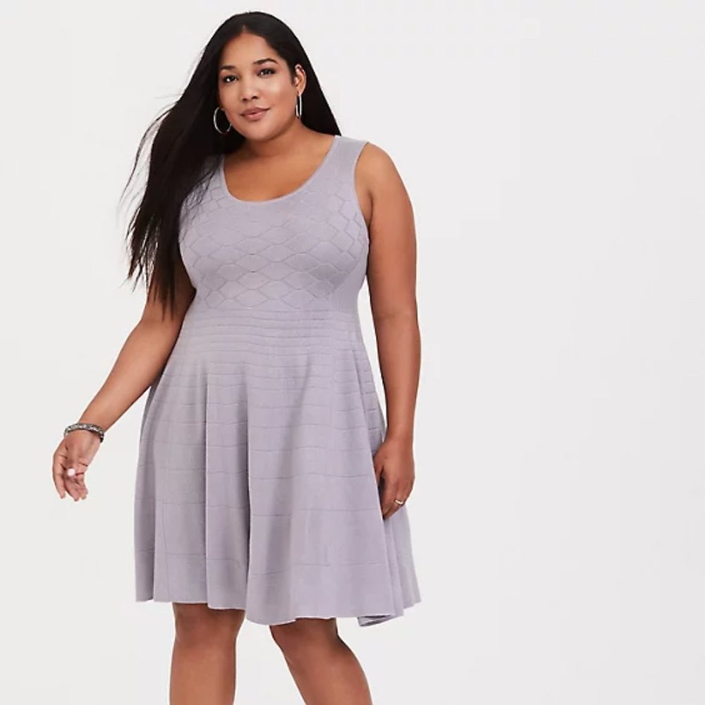 Torrid Gray/Lavender Sweater Tank Skater Dress